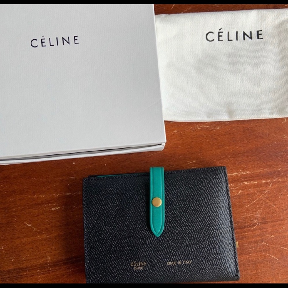 Celine Grained Calfskin Medium Strap Wallet